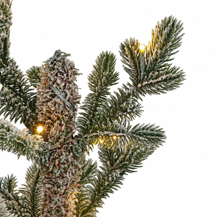 5'Hx29"W PE Flocked Fircrest Fir Artificial Christmas Tree, Micro LED Pre-Lit -Green/White - C-260564