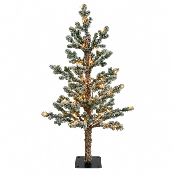 3'Hx22"W PE Flocked Fircrest Fir Artificial Christmas Tree, Micro LED Pre-Lit -Green/White - C-260544