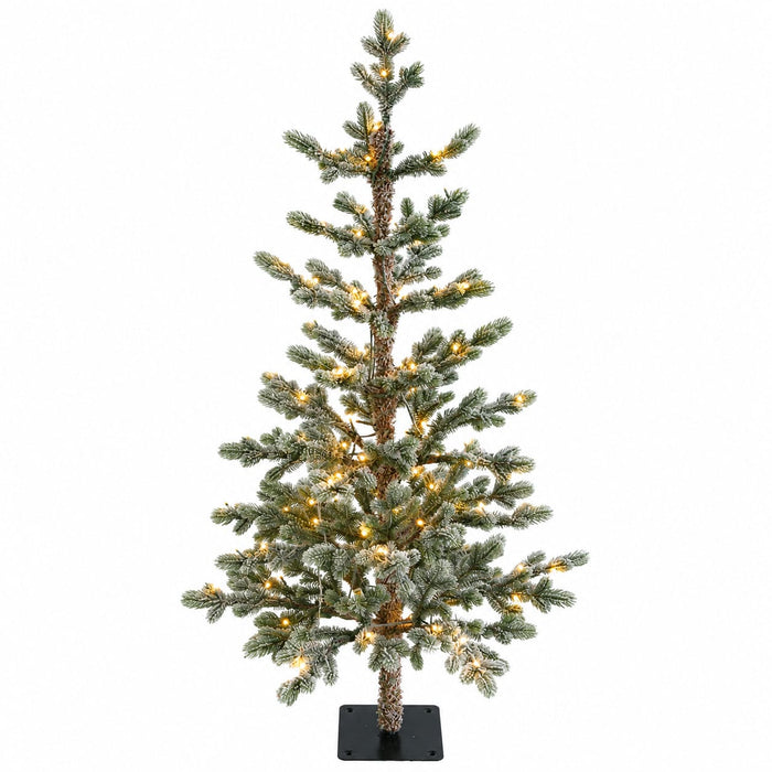 4'Hx26"W PE Flocked Fircrest Fir Artificial Christmas Tree, Micro LED Pre-Lit -Green/White - C-260554