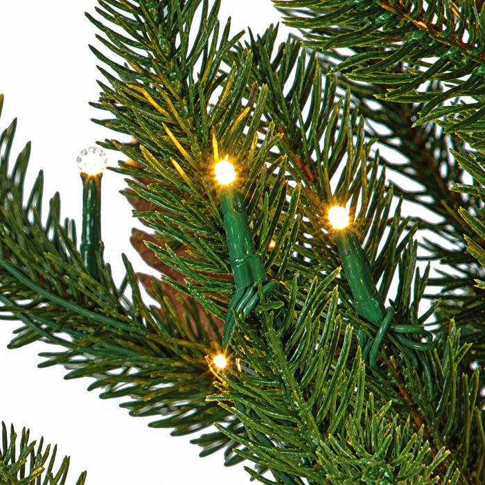 9'Hx58"W PE Siberian Blue Spruce & Pinecone Artificial Christmas Tree, Micro LED Pre-Lit -Green - C-260974