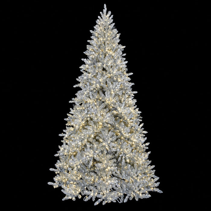 5'Hx38"W Tinsel Norway Spruce Artificial Christmas Tree, Micro LED Pre-Lit -Silver - C-261014