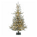 5'Hx35"W PE Flocked Dawson Fir Artificial Christmas Tree, Micro LED Pre-Lit -Green/White - C-261194