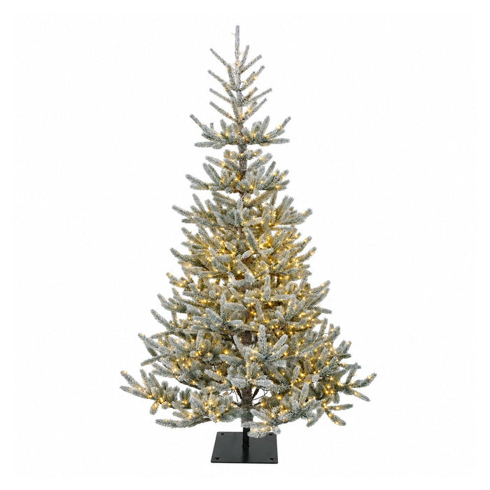 7'Hx51"W PE Flocked Dawson Fir Artificial Christmas Tree, Micro LED Pre-Lit -Green/White - C-261204