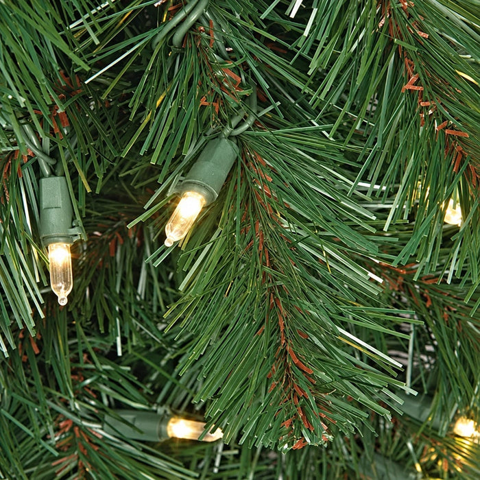 15'Hx94"W Virginia Pine Artificial Christmas Tree, LED Pre-Lit -Green - C2914