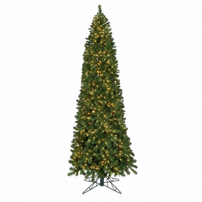 10'Hx50"W Slim Virginia Pine Artificial Christmas Tree, Pre-Lit -Green - C84831
