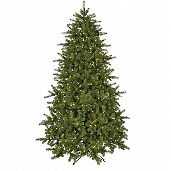 7'6"Hx57"W PE Douglas Fir Artificial Christmas Tree, LED Pre-Lit -Green - C90174