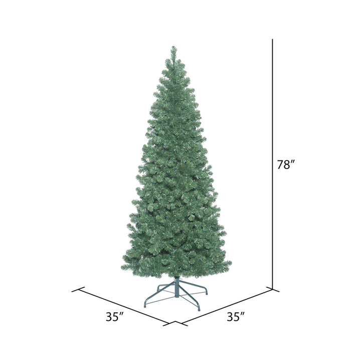 6'6"Hx35"W Slim Oregon Fir Artificial Christmas Tree, Unlit -Green - C164065