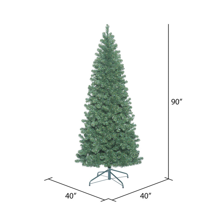 7'6"Hx40"W Slim Oregon Fir Artificial Christmas Tree, Unlit -Green - C164075