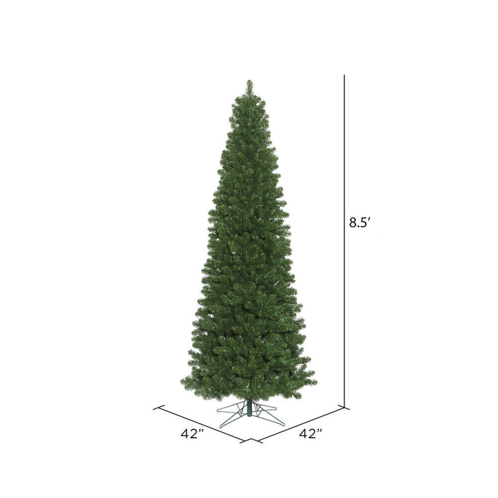 8'6"Hx42"W Slim Oregon Fir Artificial Christmas Tree, Unlit -Green - C164080