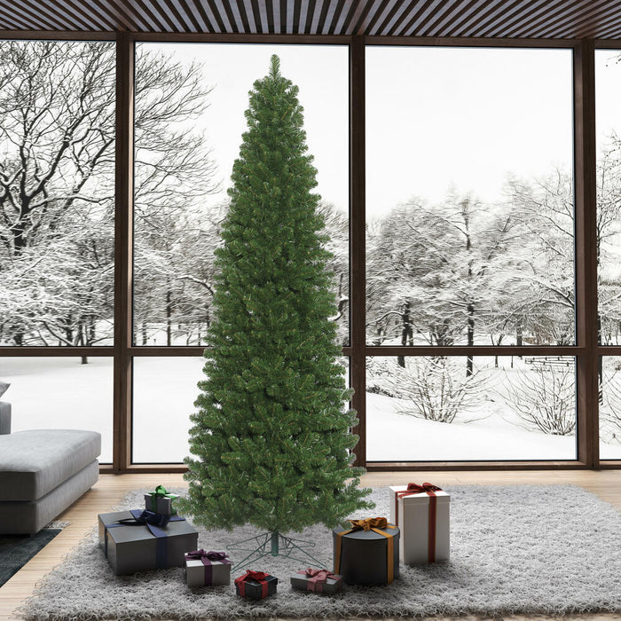 9'Hx47"W Slim Oregon Fir Artificial Christmas Tree, Unlit -Green - C164085