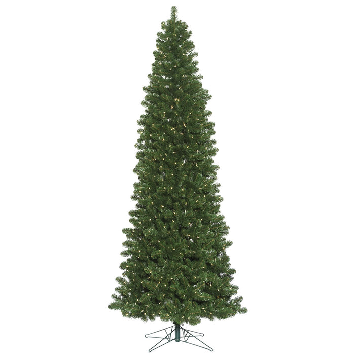 9'Hx47"W Slim Oregon Fir Artificial Christmas Tree, LED Pre-Lit -Green - C164086LED