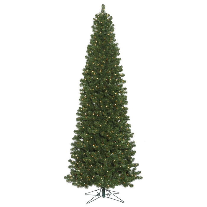 16'Hx73"W Slim Oregon Fir Artificial Christmas Tree, LED Pre-Lit -Green - C164094LED