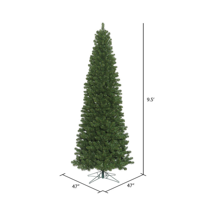 9'Hx47"W Slim Oregon Fir Artificial Christmas Tree, Unlit -Green - C164085