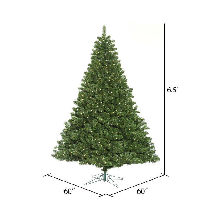 6'6"Hx60"W Oregon Fir Artificial Christmas Tree, LED Pre-Lit -Green - C164166LED