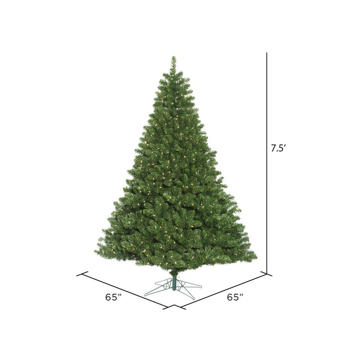 7'6"Hx65"W Oregon Fir Artificial Christmas Tree, LED Pre-Lit -Green - C164176LED