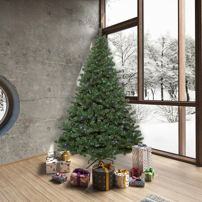 7'6"Hx65"W Oregon Fir Artificial Christmas Tree, LED Pre-Lit -Green - C164176LED