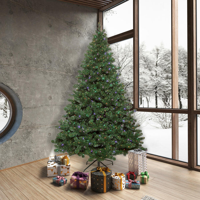 8'6"Hx72"W Oregon Fir Artificial Christmas Tree, LED Pre-Lit -Green - C164181LED