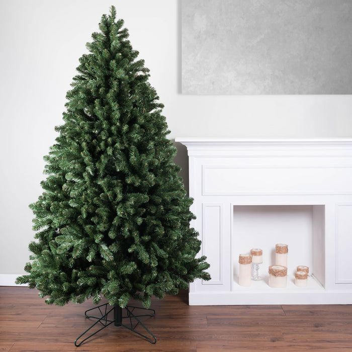 7'6"Hx54"W Outdoor UV-Resistant Oregon Fir Artificial Christmas Tree, Unlit -Green - C165275