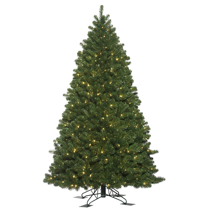 9'Hx61"W Outdoor UV-Resistant Oregon Fir Artificial Christmas Tree, LED Pre-Lit -Green - C165281LED