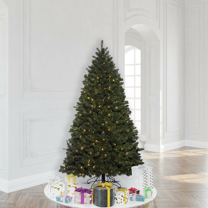 7'6"Hx54"W Outdoor UV-Resistant Oregon Fir Artificial Christmas Tree, LED Pre-Lit -Green - C165276LED