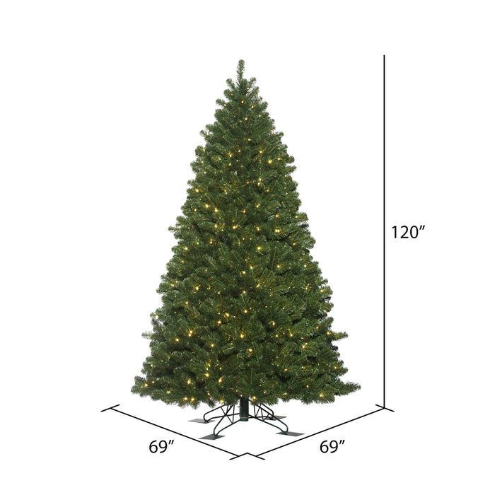 10'Hx69"W Outdoor UV-Resistant Oregon Fir Artificial Christmas Tree, LED Pre-Lit -Green - C165286LED