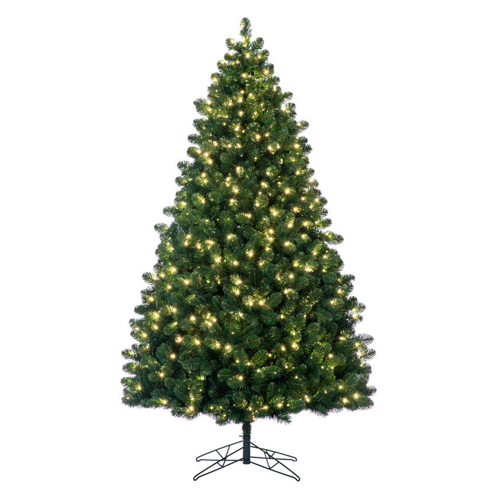 14'Hx77"W Medium Oregon Fir Artificial Christmas Tree, LED Pre-Lit -Green - C165396LED