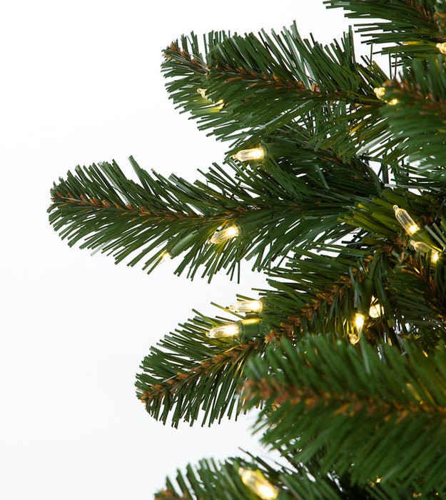12'Hx78"W Commercial Slim Swiss Pine Artificial Christmas Tree w/Tree Frame, LED Pre-Lit -Green - C171414