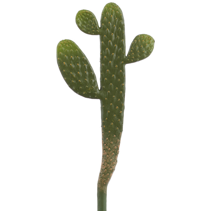 14.5" Artificial Prickly Pear Cactus Stem Pick -Green (Pack of 12) - CC0315-GR