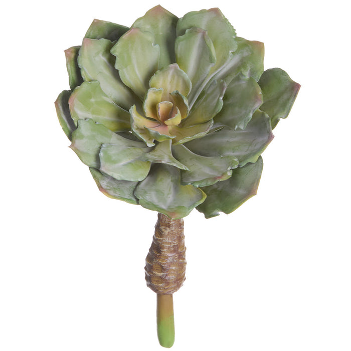 12"Hx11.5"W Outdoor UV-Resistant Artificial PE Soft-Touch Echeveria Succulent Stem Pick -Green (Pack of 8) - CKE094-GR