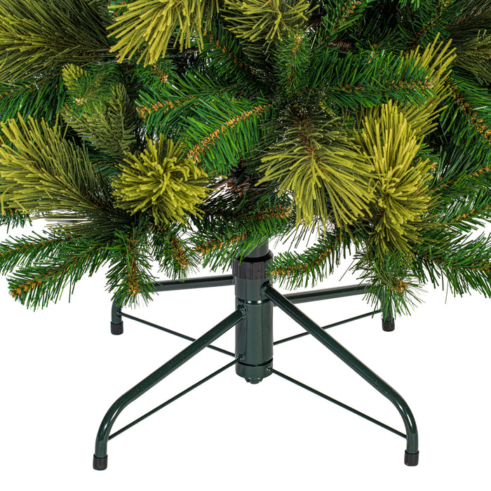6'6"Hx30"W PE Slim Emerald Mixed Fir & Pinecone Artificial Christmas Tree, Unlit -Green/Brown - DT210465