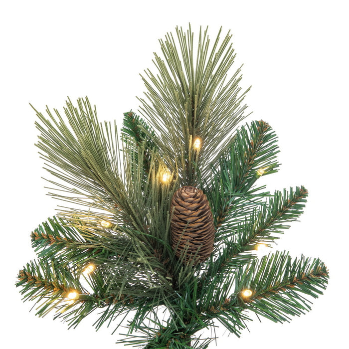 9'Hx36"W PE Slim Emerald Mixed Fir & Pinecone Artificial Christmas Tree, LED Pre-Lit (Multi-Mode) -Green/Brown - DT210483LEDCC