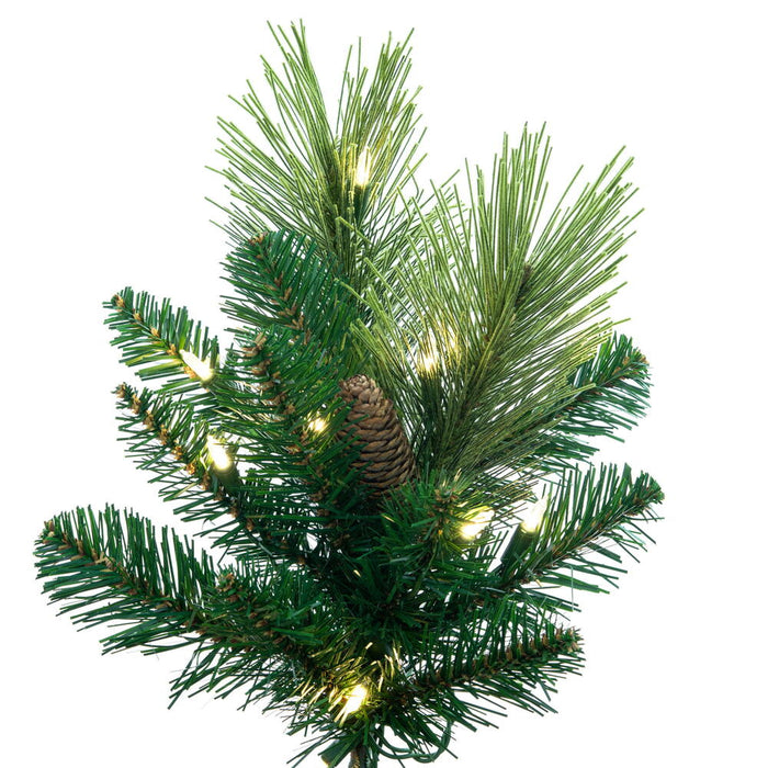6'6"Hx30"W PE Slim Emerald Mixed Fir & Pinecone Artificial Christmas Tree, LED Pre-Lit -Green/Brown - DT210466LED