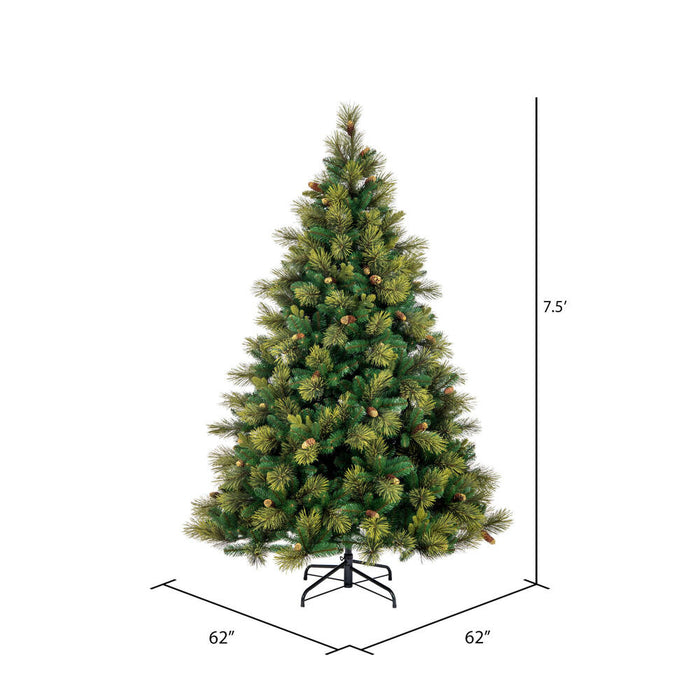 6'6"Hx56"W PE Emerald Mixed Fir & Pinecone Artificial Christmas Tree, Unlit -Green/Brown - DT210565