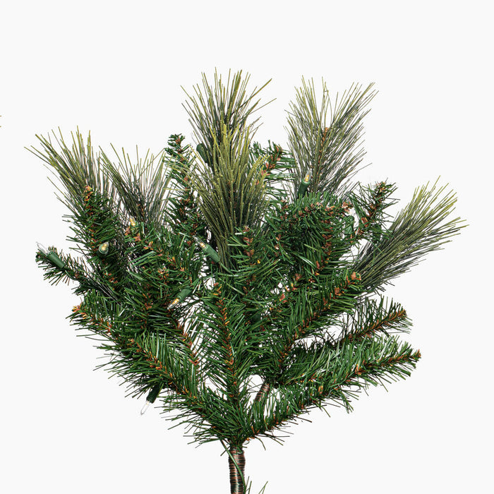 9'Hx74"W PE Emerald Mixed Fir & Pinecone Artificial Christmas Tree, LED Pre-Lit -Green/Brown - DT210581LED