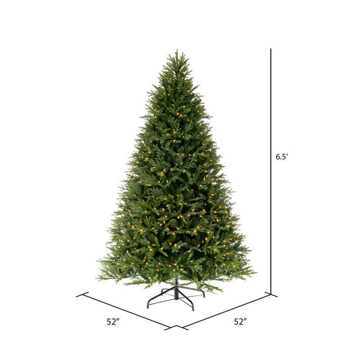 6'6"Hx52"W PE Tiffany Fraser Artificial Christmas Tree, LED Pre-Lit -Green - DT213566LED