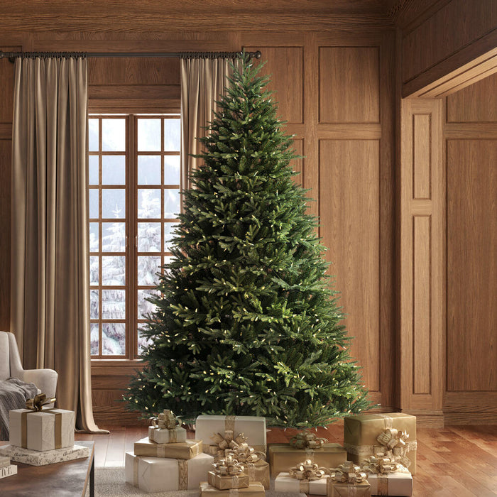 6'6"Hx52"W PE Tiffany Fraser Artificial Christmas Tree, RGB LED Pre-Lit (Multi-Mode) -Green - DT213568LEDCC
