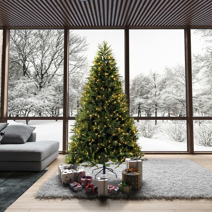 7'6"Hx60"W PE Tiffany Fraser Artificial Christmas Tree, LED Pre-Lit -Green - DT213576LED