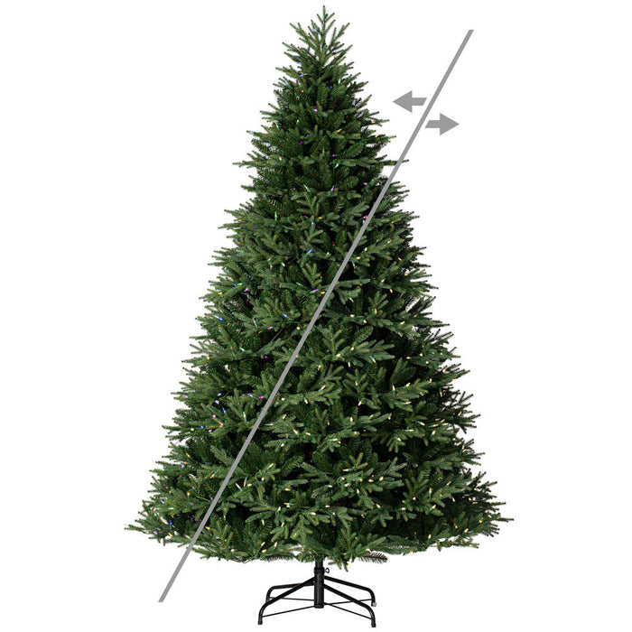9'Hx67"W PE Tiffany Fraser Artificial Christmas Tree, RGB LED Pre-Lit (Multi-Mode) -Green - DT213583LEDCC