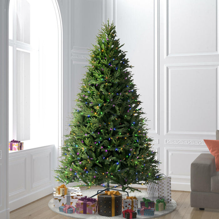 9'Hx67"W PE Tiffany Fraser Artificial Christmas Tree, RGB LED Pre-Lit (Multi-Mode) -Green - DT213583LEDCC