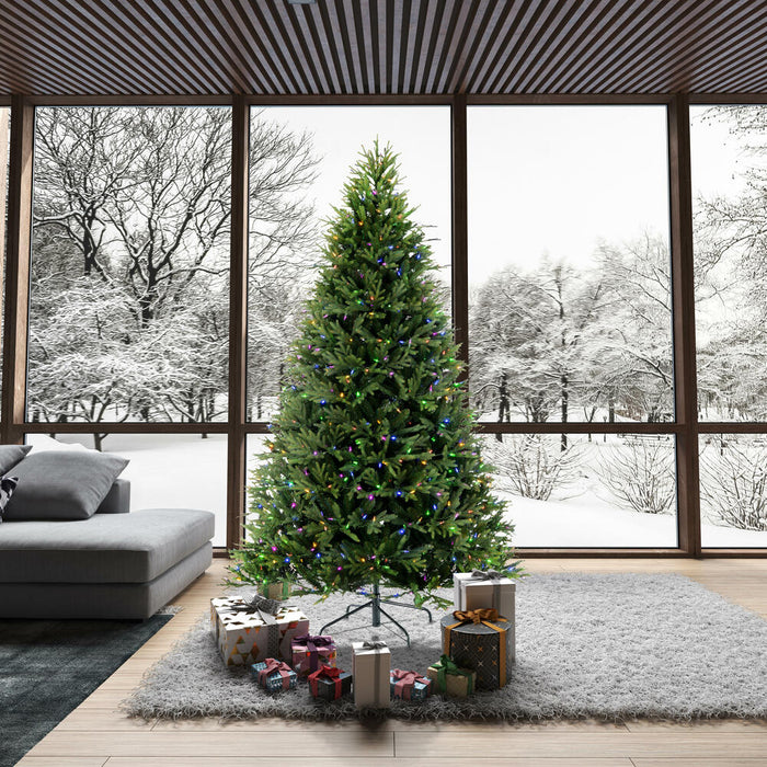 9'Hx67"W PE Tiffany Fraser Artificial Christmas Tree, RGB LED Pre-Lit (Multi-Mode) -Green - DT213583LEDCC
