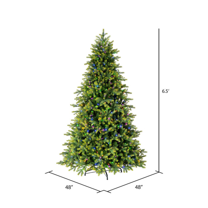 6'6"Hx48"W PE Jersey Fraser Artificial Christmas Tree, RGB LED Pre-Lit (Multi-Mode) -Green - DT214268LEDCC
