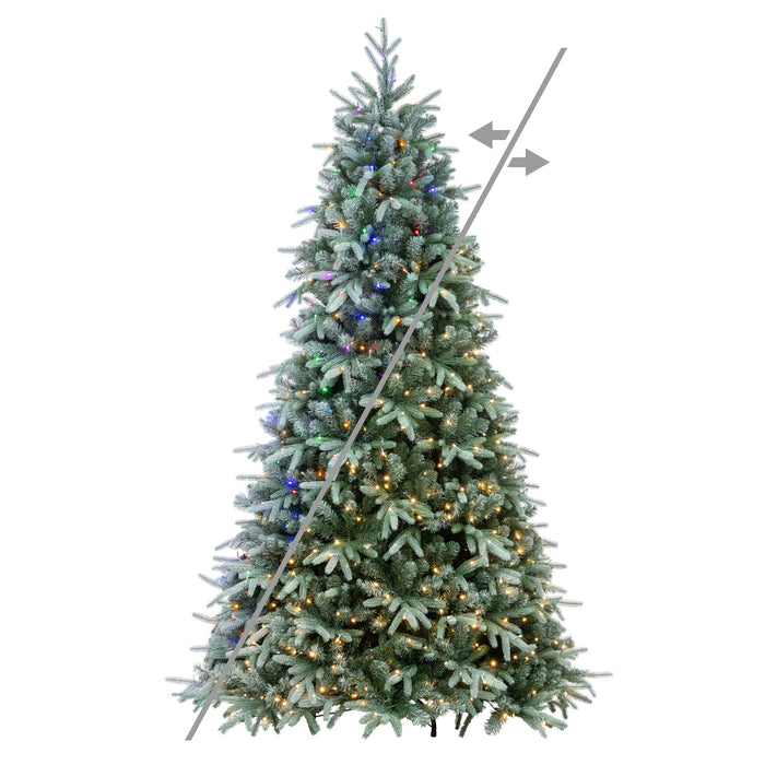7'6"Hx58"W PE Frosted Albany Spruce Artificial Christmas Tree, LED Pre-Lit (Multi-Mode) -Green/White - DT220278LEDCC
