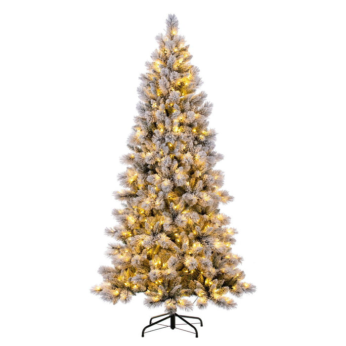10'Hx56"W Frosted Slim Scotch Pine Artificial Christmas Tree, LED Pre-Lit -White - DT230386LED