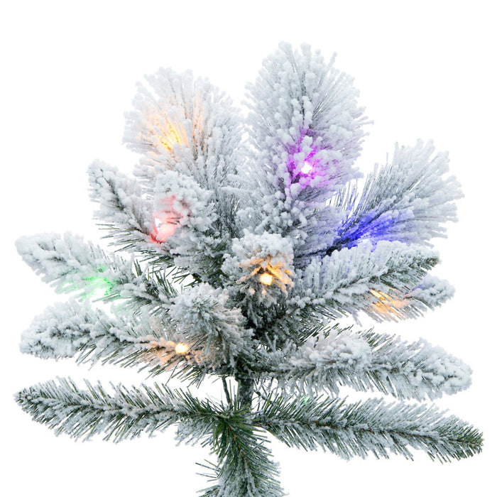7'6"Hx44"W Frosted Slim Scotch Pine Artificial Christmas Tree, LED Pre-Lit (Multi-Mode) -White - DT230378LEDCC