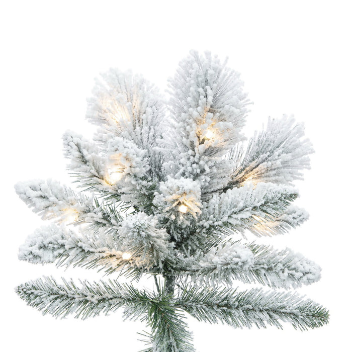 12'Hx66"W Frosted Slim Scotch Pine Artificial Christmas Tree, LED Pre-Lit (Multi-Mode) -White - DT230393LEDCC
