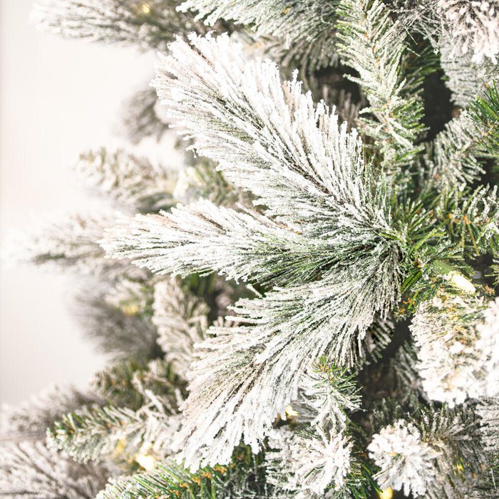 6'6"Hx40"W Frosted Slim Scotch Pine Artificial Christmas Tree, LED Pre-Lit -White - DT230366LED
