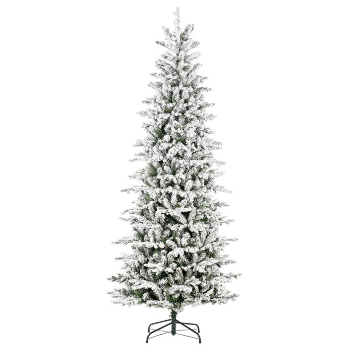 7'6"Hx39"W PE Frosted Slim Wistler Spruce Artificial Christmas Tree, Unlit -White/Green - DT235875