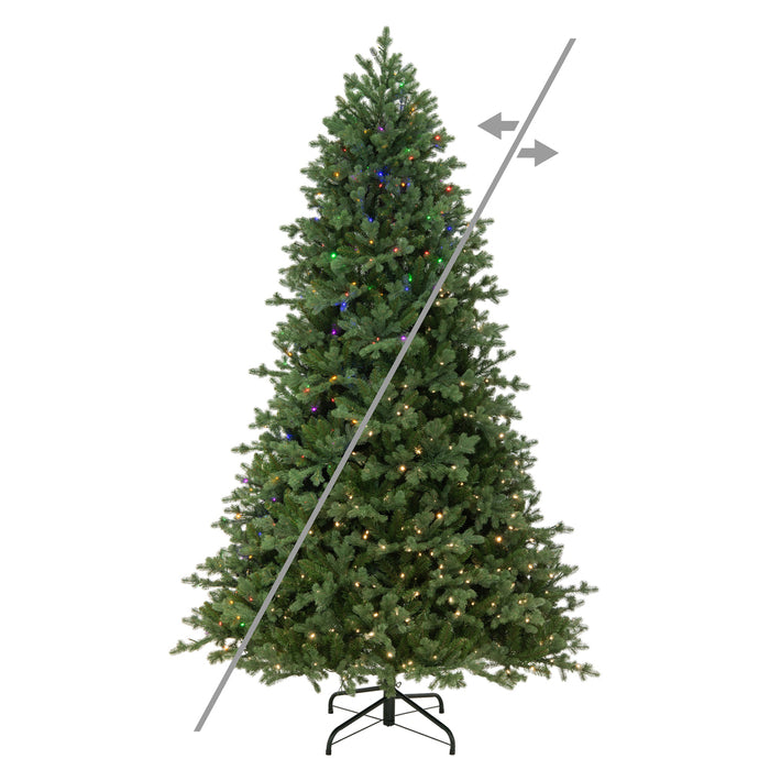 9'Hx69"W PE Northern Blue Spruce Artificial Christmas Tree, LED Pre-Lit (Multi-Mode) -Green - DT254183LEDCC