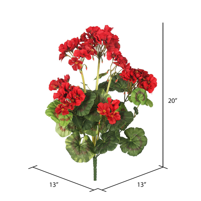 20" Silk Geranium Flower Bush -Red (Pack of 12) - FA174602-4