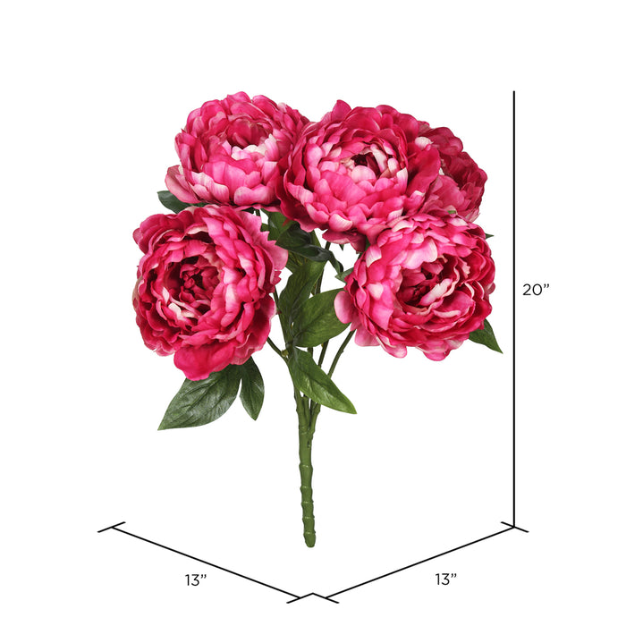 20" Silk Peony Flower Bush -Hot Pink (Pack of 6) - FA174701